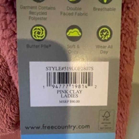 Nwt Free Country size L Sherpa jacket color pink clay - Picture 3 of 8